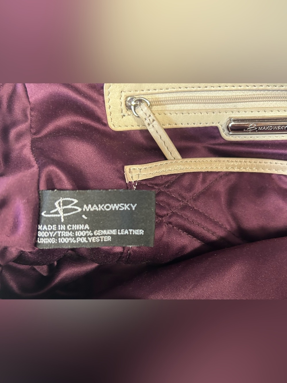 B. Makowsky Brown Pebbled Leather Shoulder Bag - Picture 6 of 8